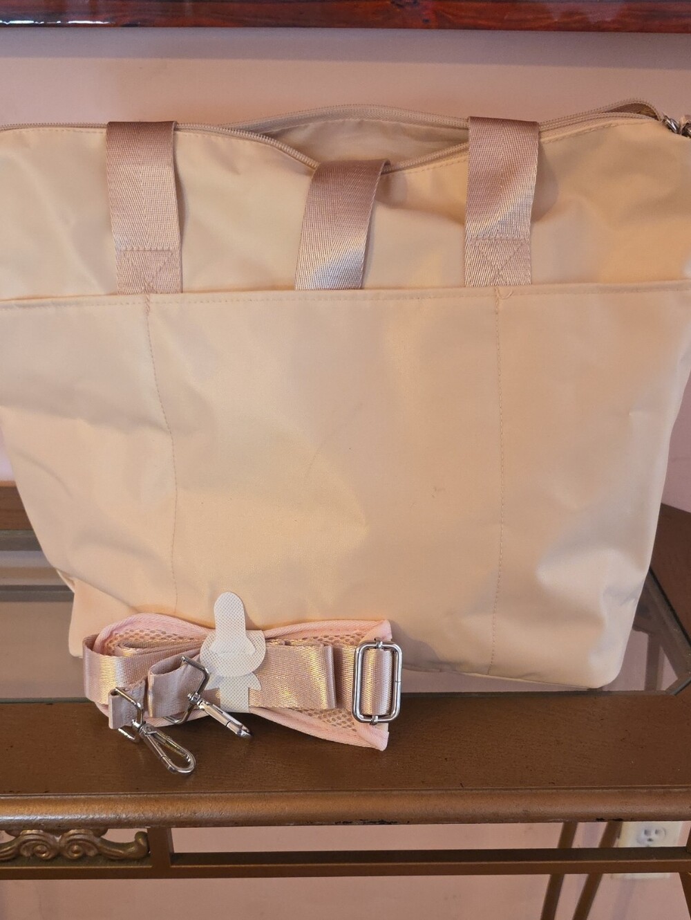 Light Pink Tote Bag with Adjustable Strap - Women Bags